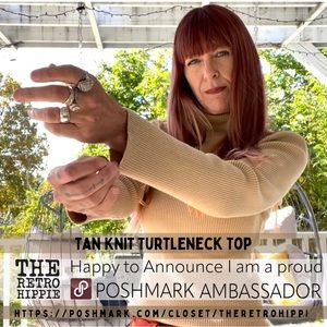 Tan Knit Turtleneck Top